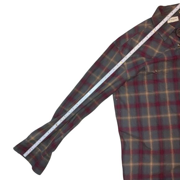 Stetson Men’s Dobby Plaid Long Sleeve Snap Front Flannel Shirt -XL - Picture 14 of 14